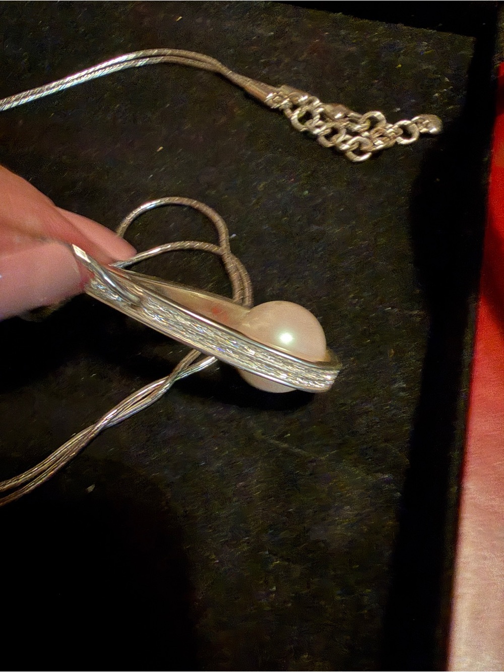 Brighton Silver Teardrop Pearl Pendant Necklace - White - Picture 2 of 4
